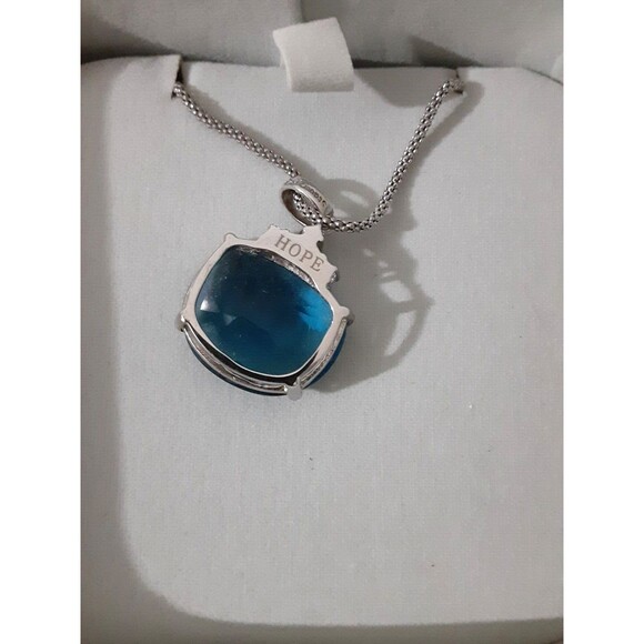 Vintage STAUER Sterling Eternal Hope 15CT Blue & CZ Pendant With 20” Chain - Picture 7 of 16
